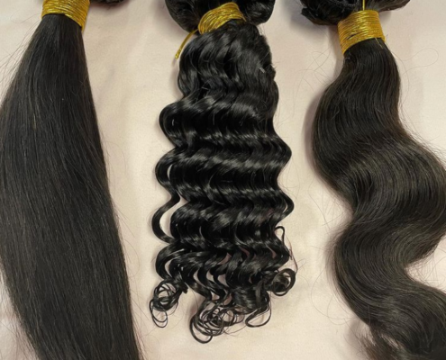 three types of hair extensions.