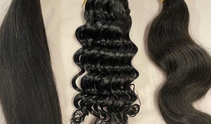 three types of hair extensions.